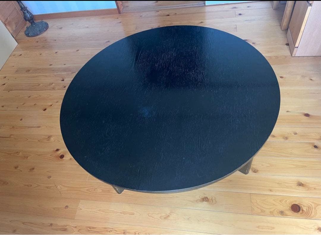 大きいダイニングテーブル　丸テーブル　円卓　木製テーブル　黒　送料無料