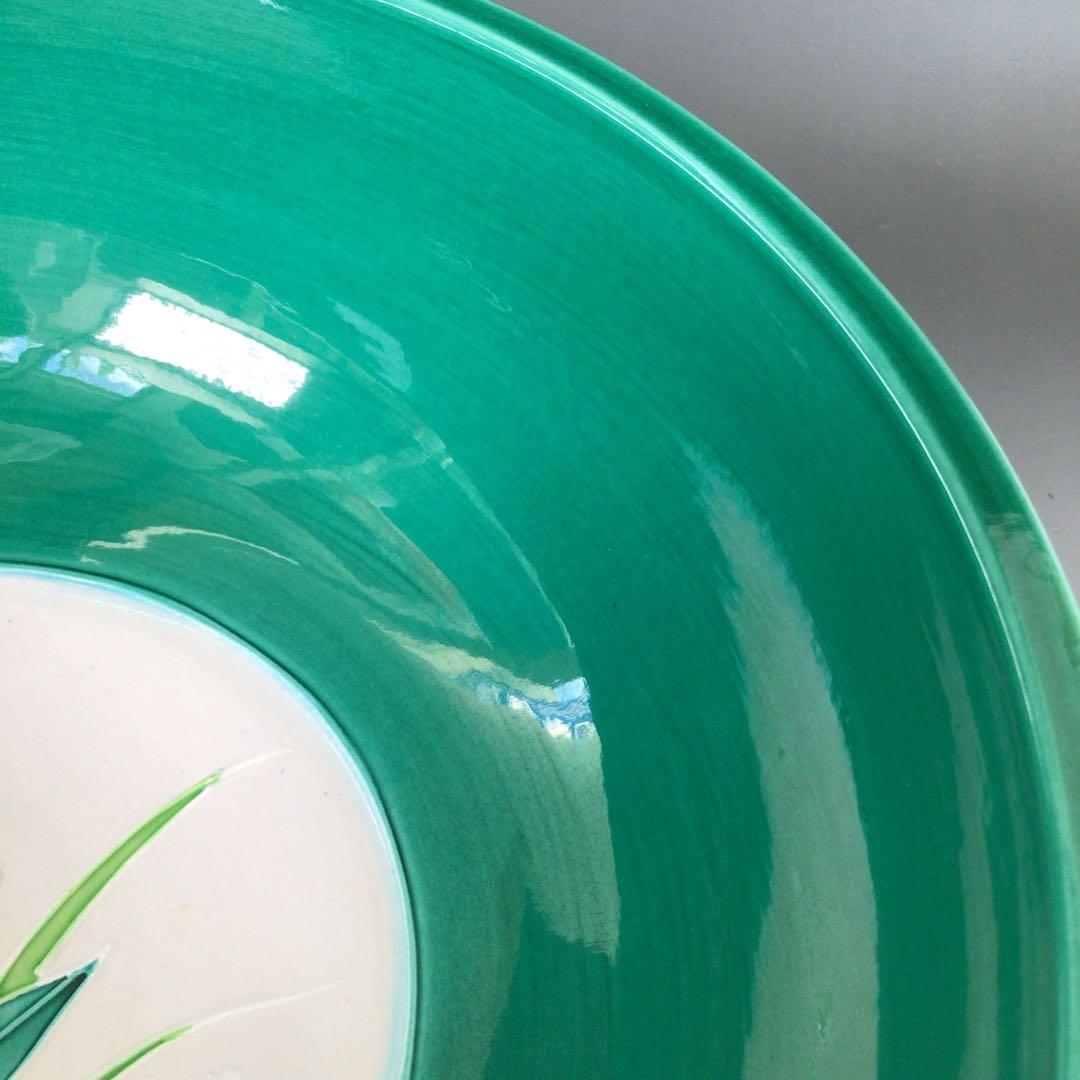 Ｒ９７５　水指　『御室窯造』『流水草花文』『青交趾』『平水指』　共箱　茶道具