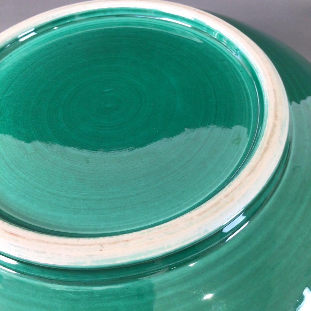 Ｒ９７５　水指　『御室窯造』『流水草花文』『青交趾』『平水指』　共箱　茶道具