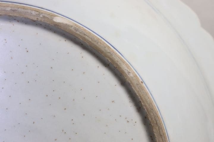 中国　染付花口大皿　麒麟紋　大明宣徳年製銘1123