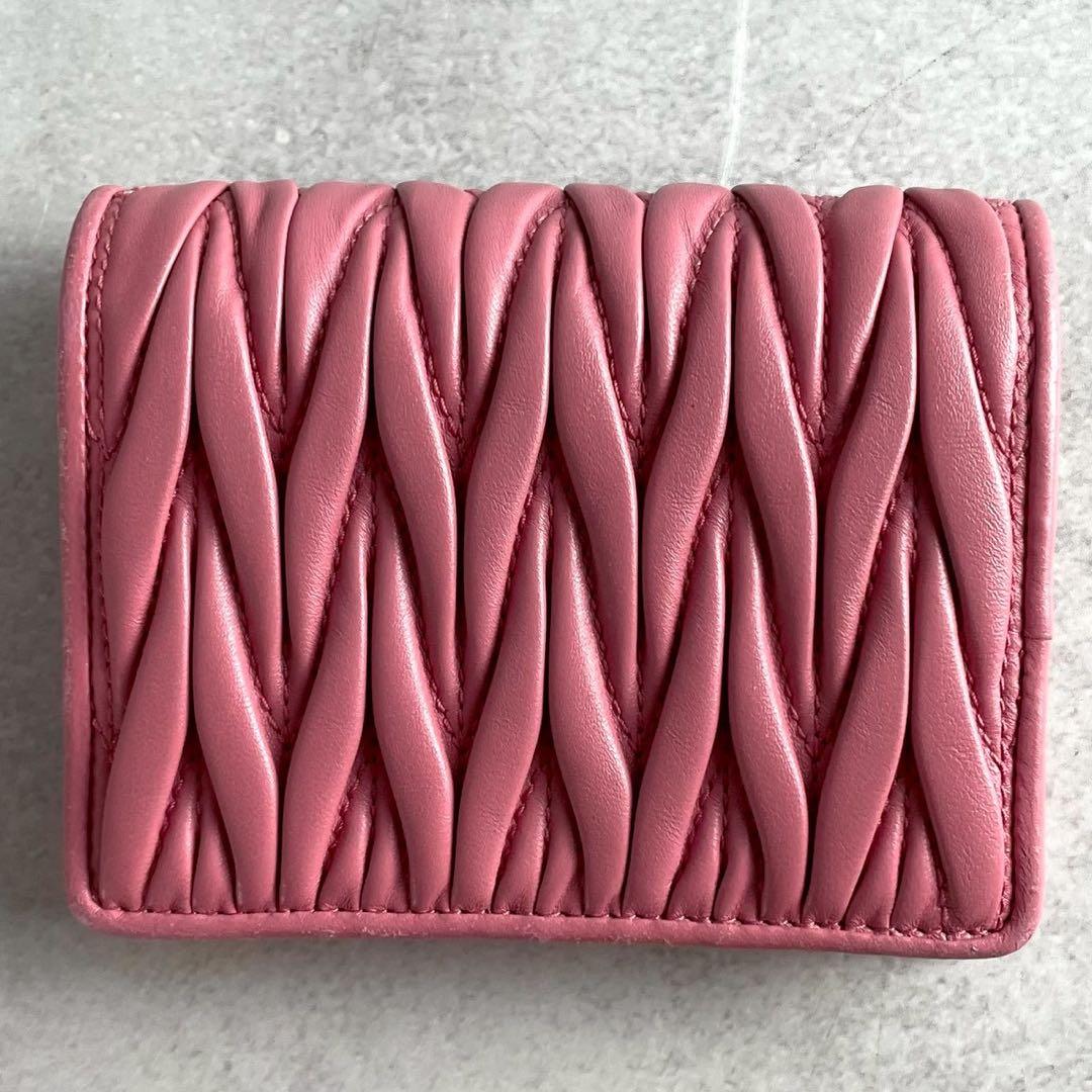【付属品完備 現行】ミュウミュウ 二つ折り財布 ピンク RFID レザー