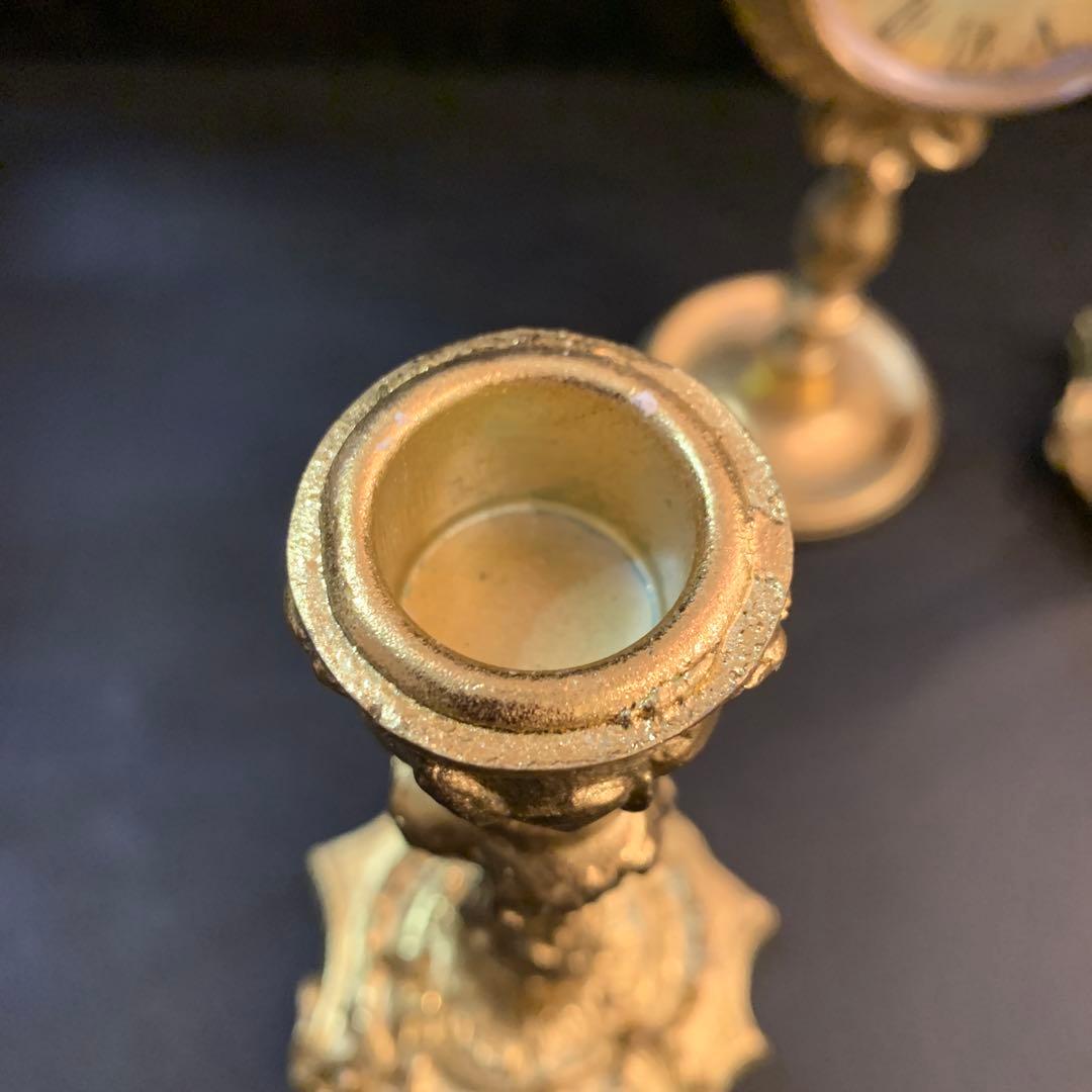 ☆未使用品☆置き時計＋キャンドルホルダー2本　セット　アンティーク