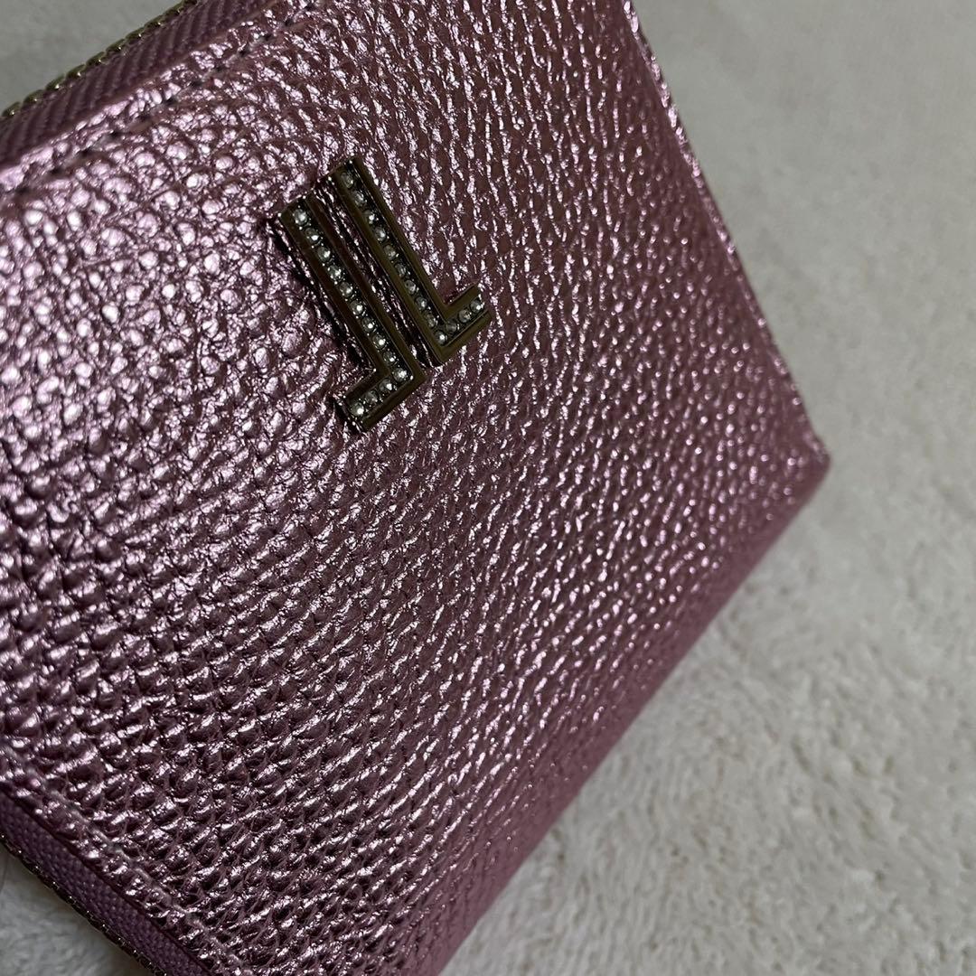 新品未使用　LANVIN 財布　ラウンドファスナー　レザー　ピンク
