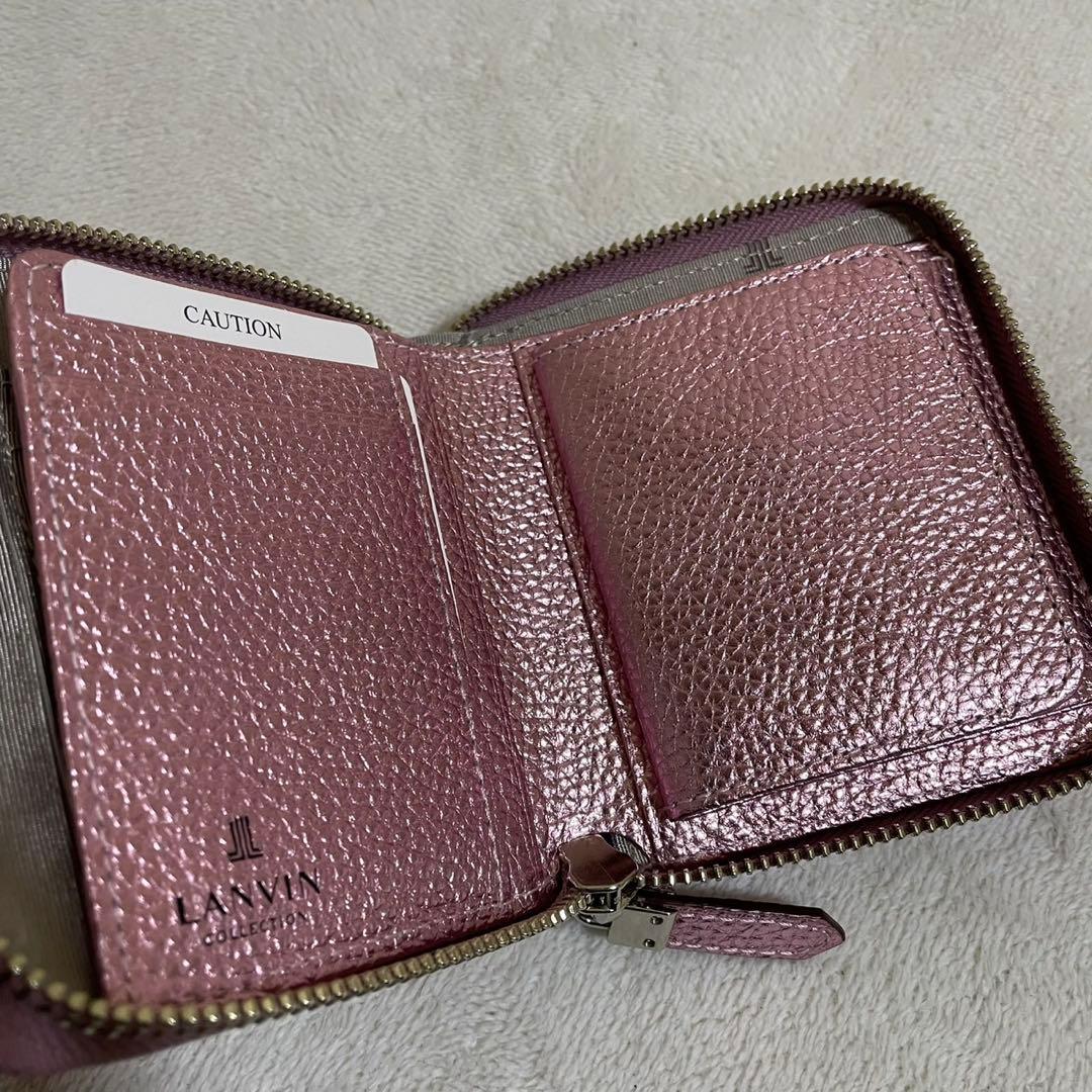 新品未使用　LANVIN 財布　ラウンドファスナー　レザー　ピンク