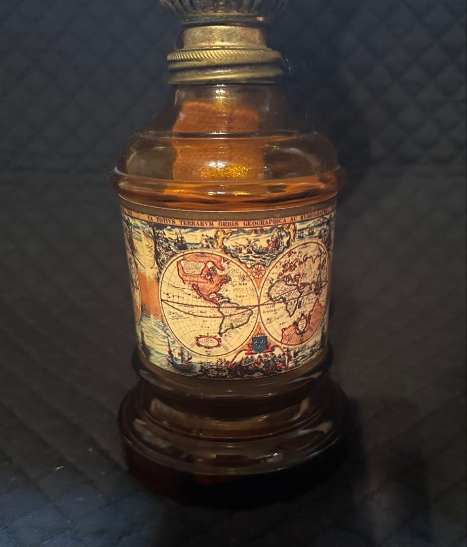 アンティーク調 オイルランプ 世界地図柄 ガラス製