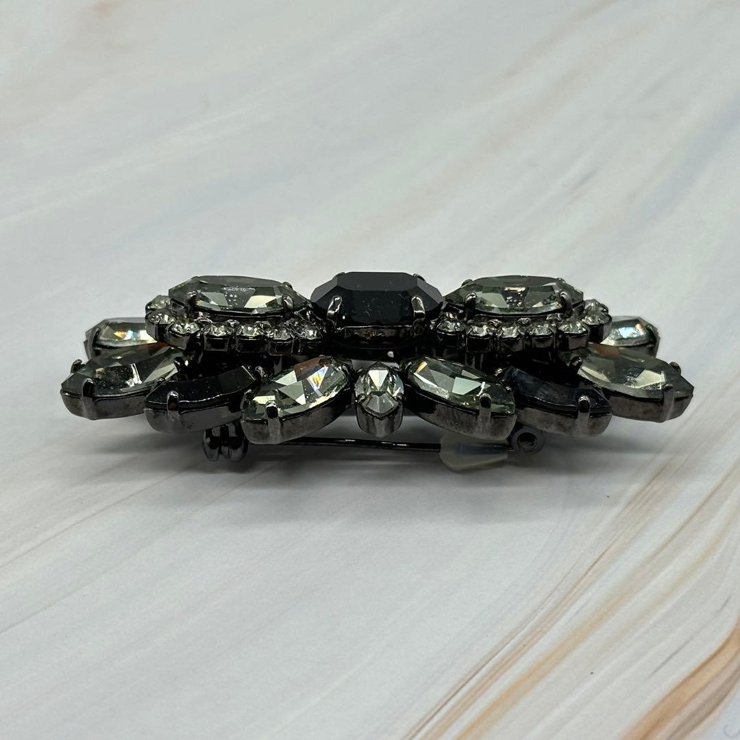 【美品】FOXEY ブローチ ビジュー ラインストーン ブラック系
