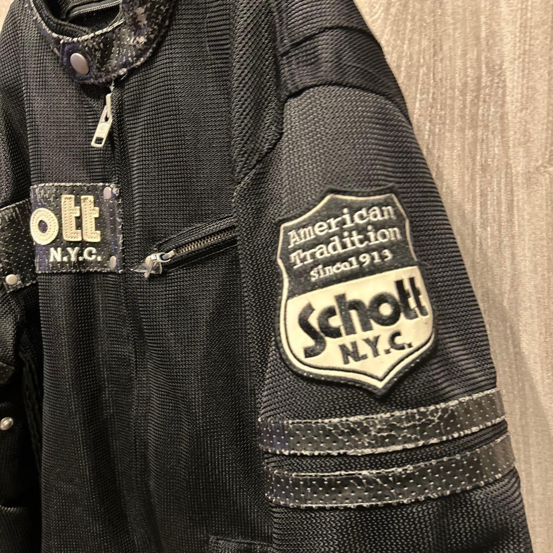 【希少】Schott N.Y.C.刺繍ロゴ ワッペン ブルゾン レザー 古着40