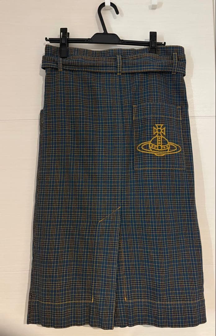 レア！美品！チェック柄ウエストリボン付きタイトスカート