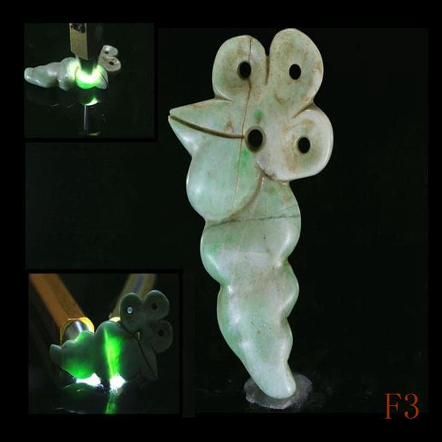 古墳期糸魚川ろうかん翡翠勾玉頭部に彫り込み冠状頭部鳥獣形勾玉縄文時代　出土石器