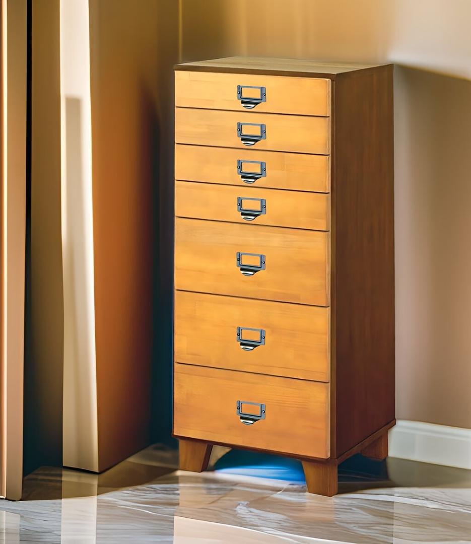 天然木パイン・A4サイズ・ツートン多段チェスト7段選べる取っ手