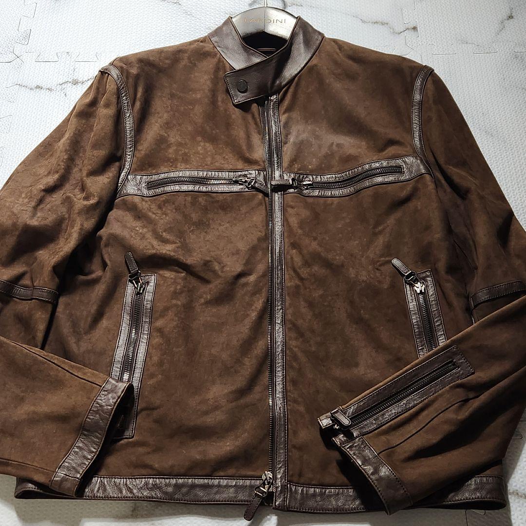 最高級イタリア製✨dunhill ライダースジャケット ラムレザー 羊革