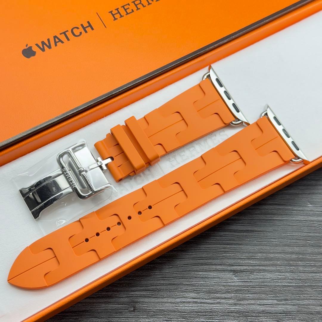 2727 ほぼ未使用　Apple Watch エルメス　キリム　オレンジ　ラバー