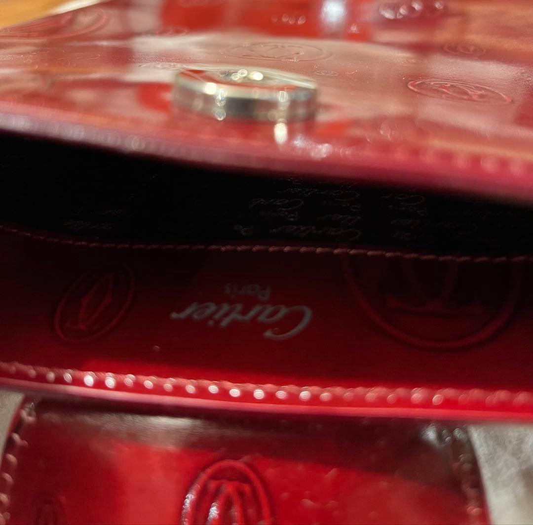 Cartier ハッピーバースデー　ボルドー エナメルレザー ハンドバック