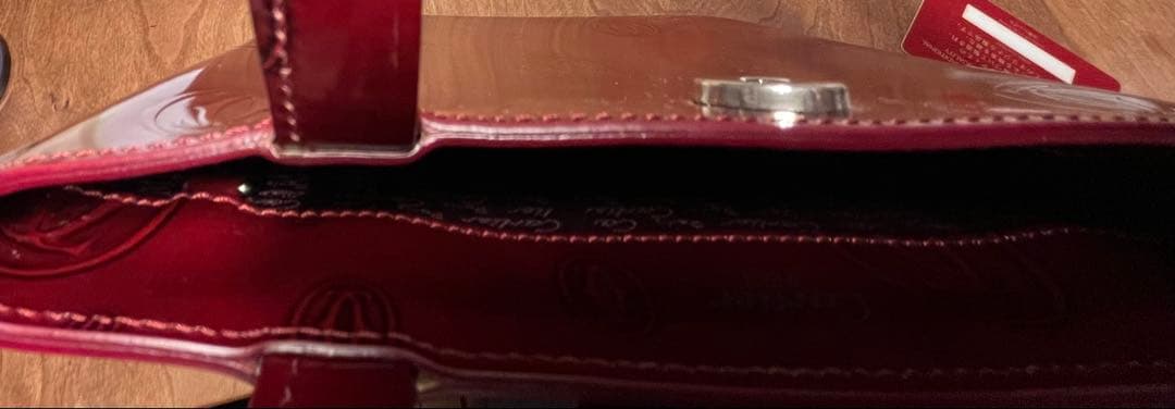 Cartier ハッピーバースデー　ボルドー エナメルレザー ハンドバック