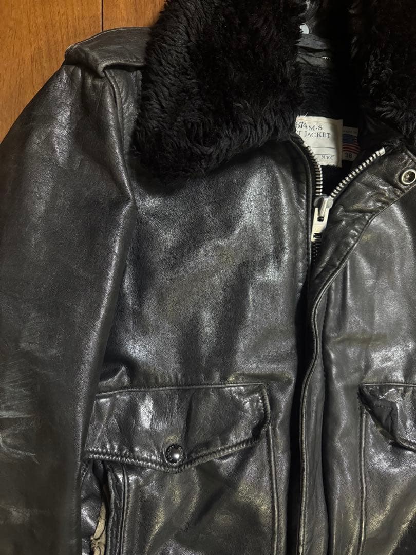 Schott 米国製 ライナー付 184SM ボア レザージャケット ブラック