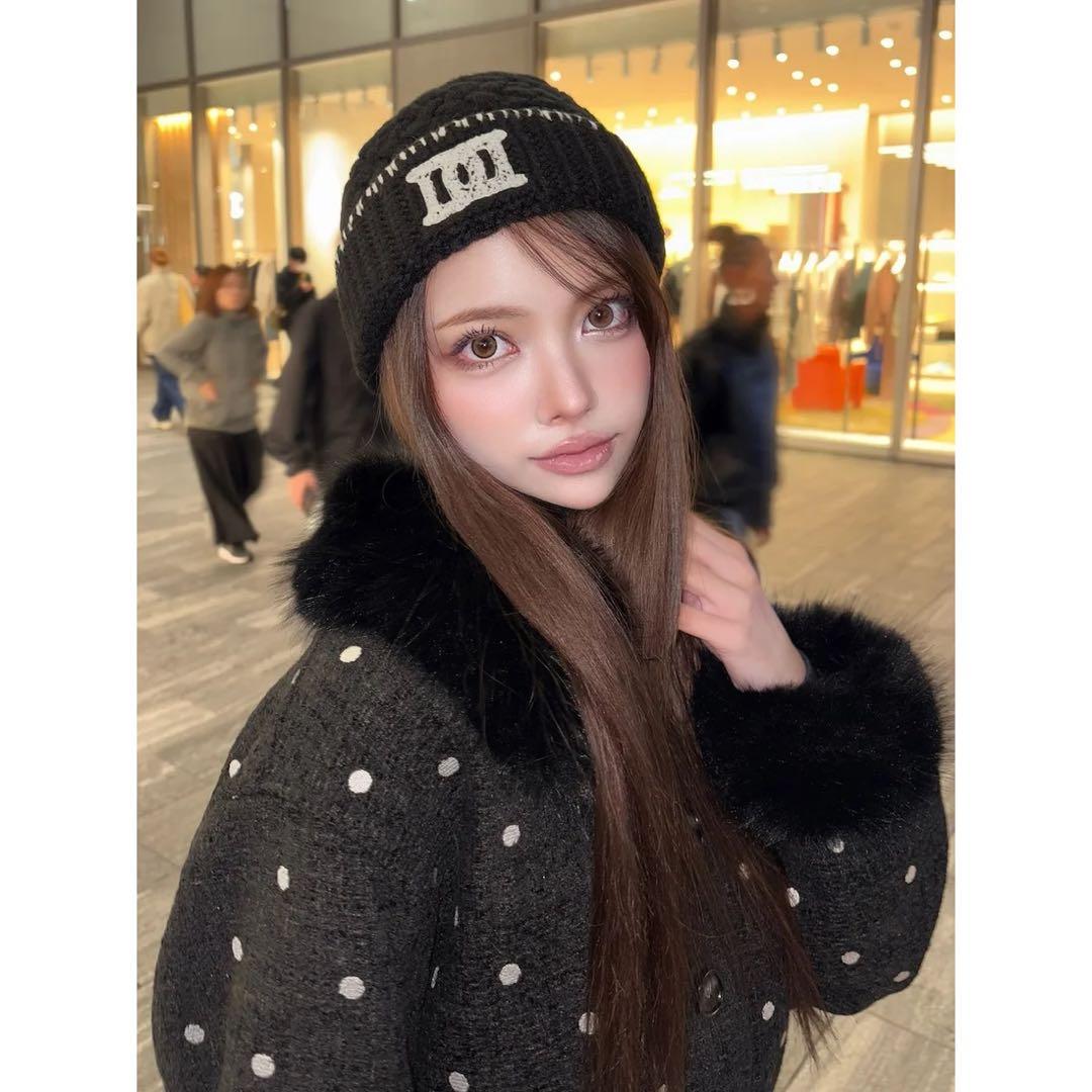 新品未開封タグ付き ダーリッチ DDロゴバスケットニットビーニー 黒 ブラック