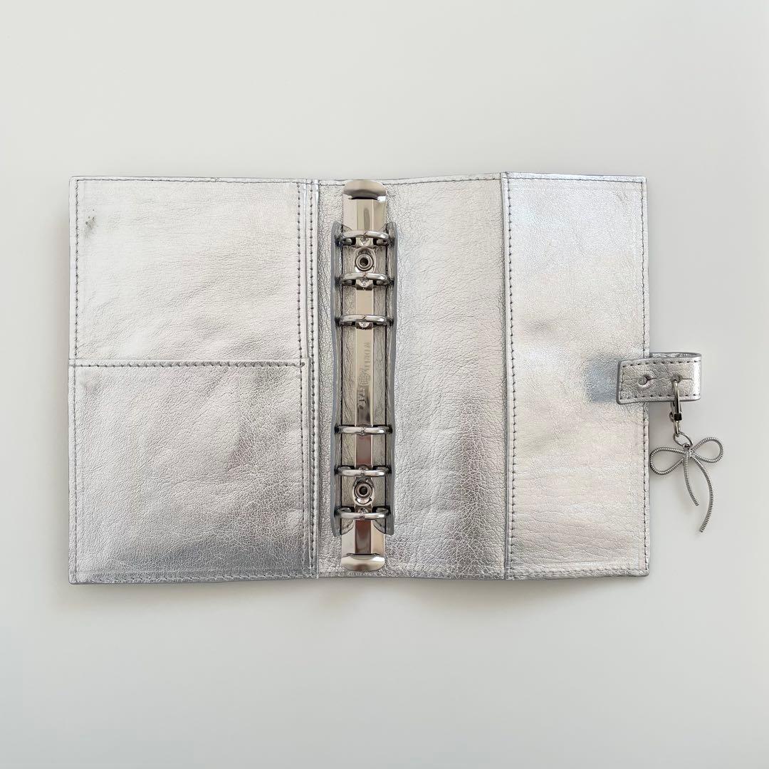 早い者勝ち　韓国　貯金　バインダー　カバー　リフィル　レザー　シルバー