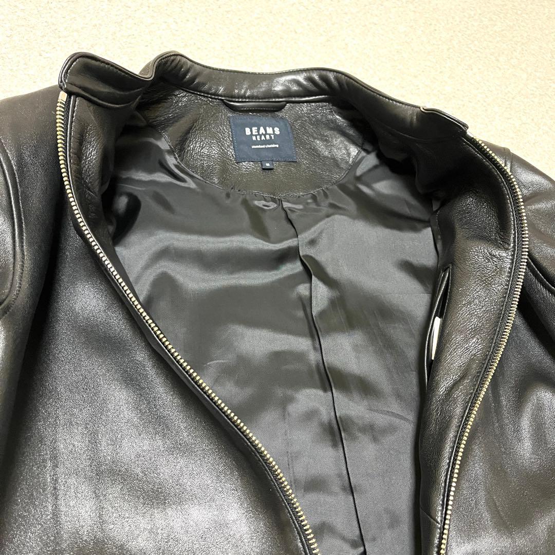 【BEAMS HEART】ビームスハート羊革 シングルライダースジャケット M