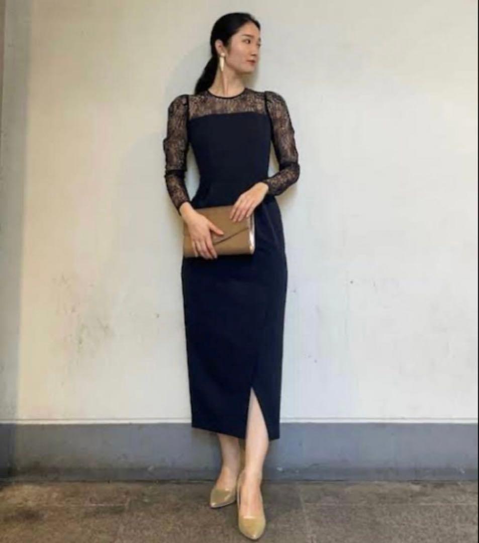 本日限定価格★ラグナムーン オケージョン スリーブレースカッティングドレス M