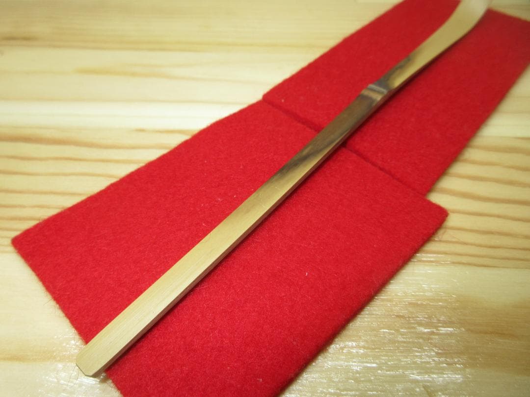 送料込【逢絢亭】茶道具 茶杓 シミ竹 銘「野分」大徳寺 細合喝堂書付 淡完作