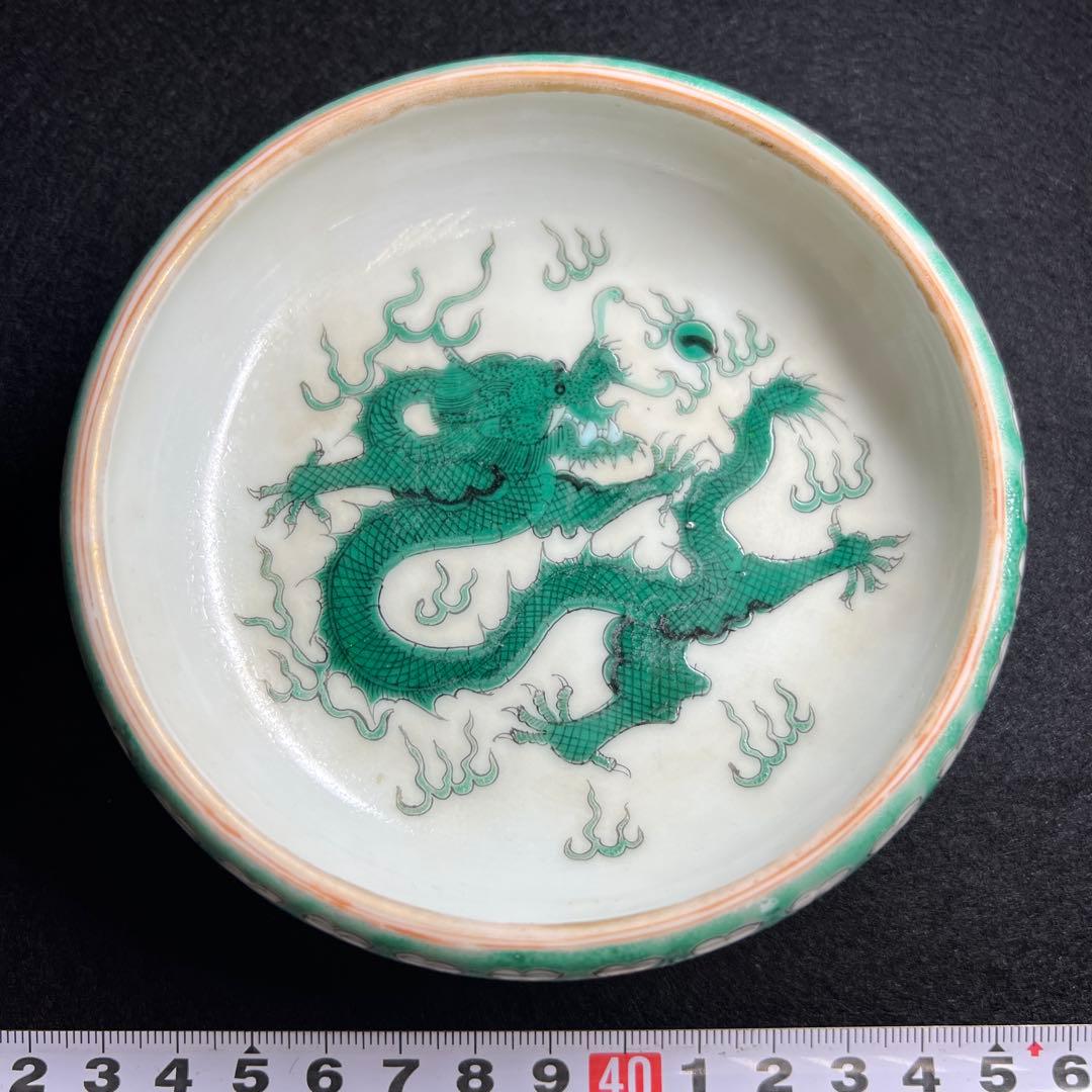中国古玩　粉彩龍図鉢　幅約13㎝　東Y8-0105☆2Fタカチ