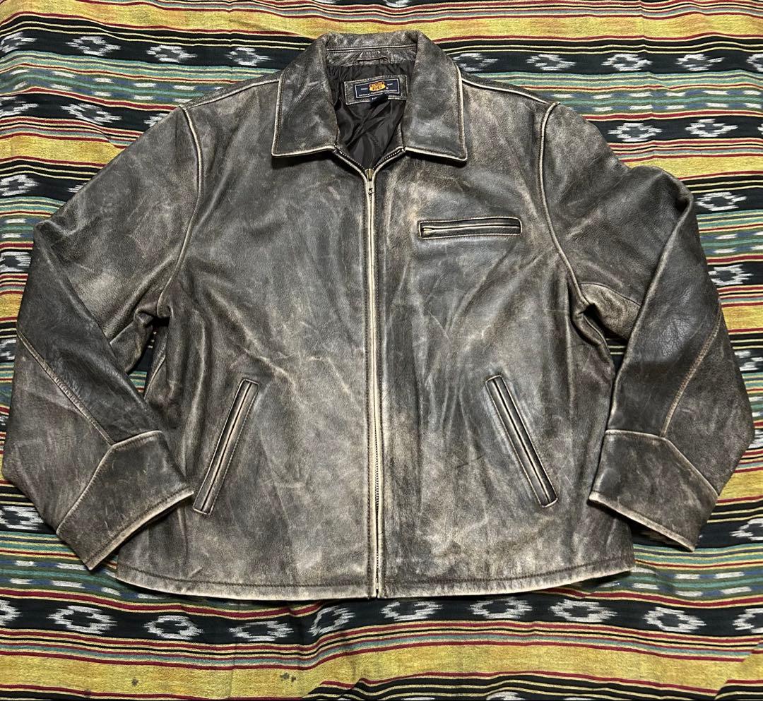 値下ルート66 ヴィンテージレザー ジャケット　ジョニーデップ風フェード1926