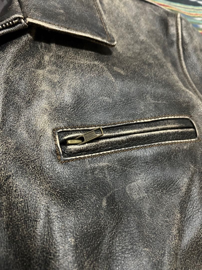 値下ルート66 ヴィンテージレザー ジャケット　ジョニーデップ風フェード1926