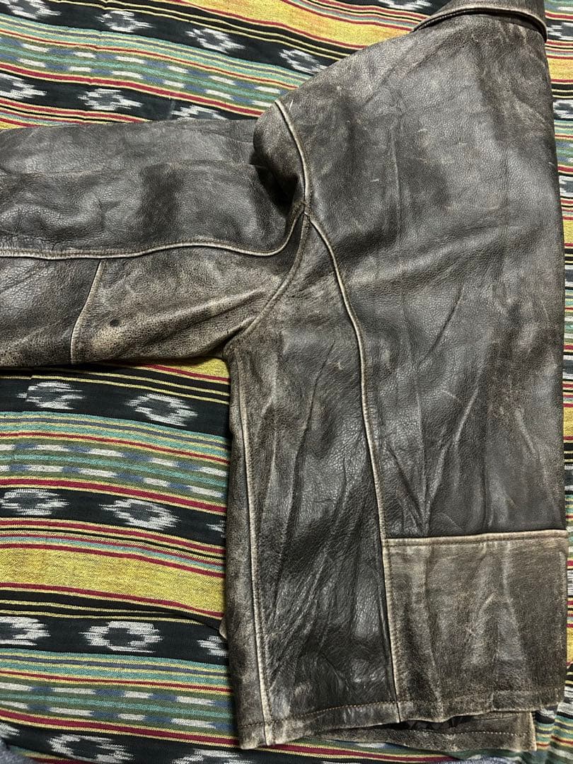 値下ルート66 ヴィンテージレザー ジャケット　ジョニーデップ風フェード1926