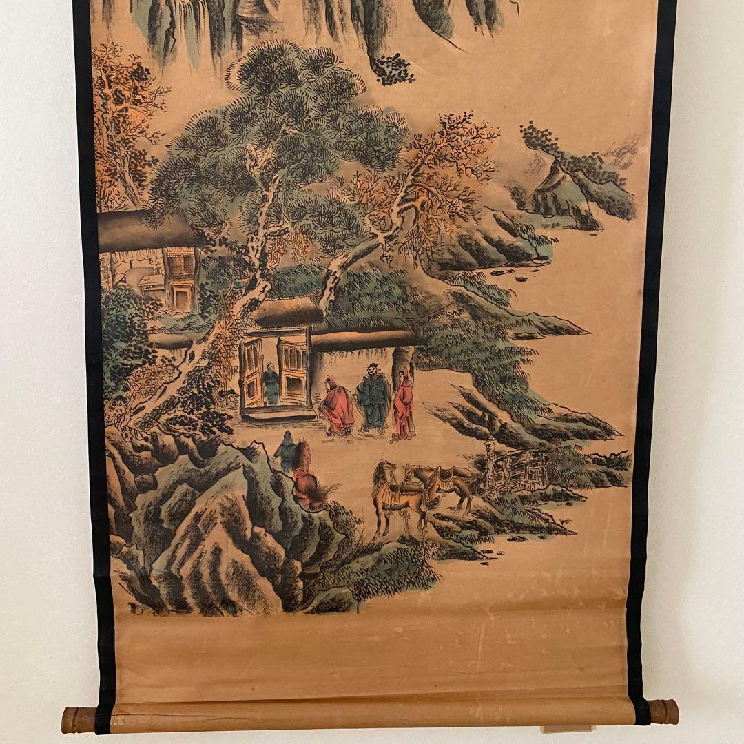 珍藏 大名家 唐寅　「三顧茅廬」山水人物図　掛け軸　中華民国・故宮博物院館藏