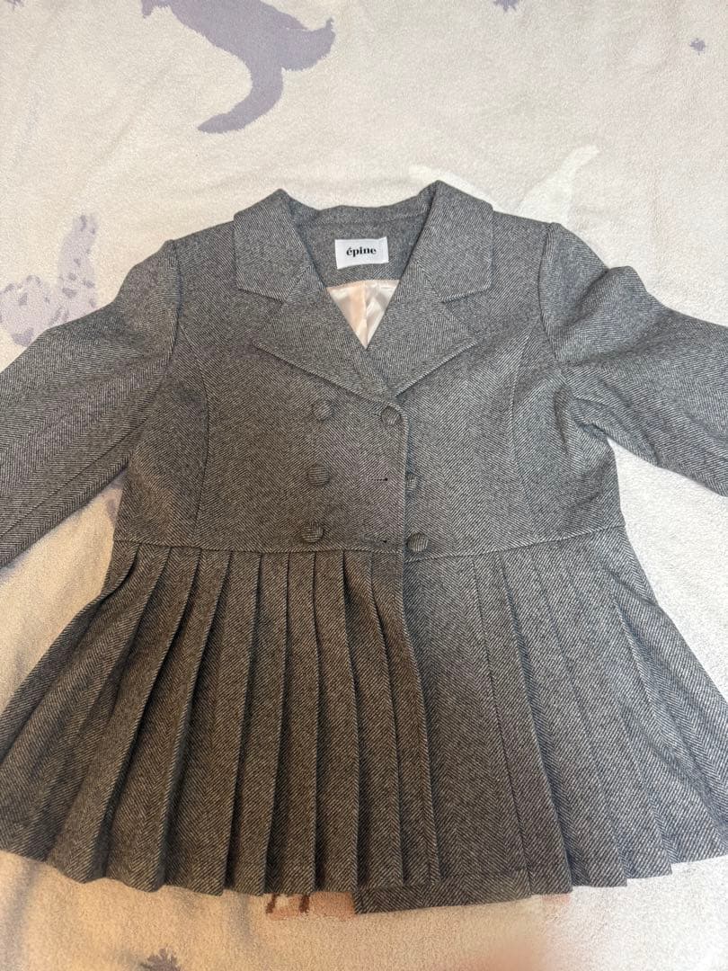 10／9迄 【epine】グレー プリーツ付きダブルブレストジャケット