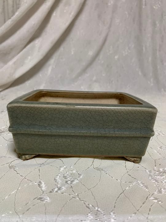 落款あり　盆栽鉢　長方