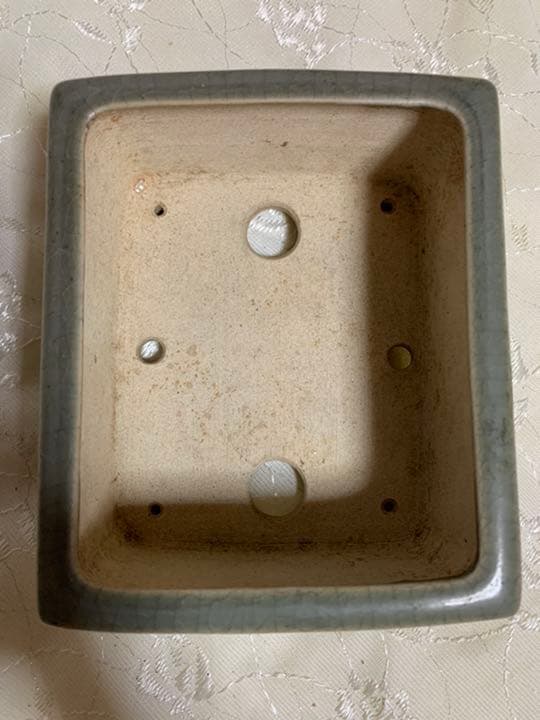 落款あり　盆栽鉢　長方