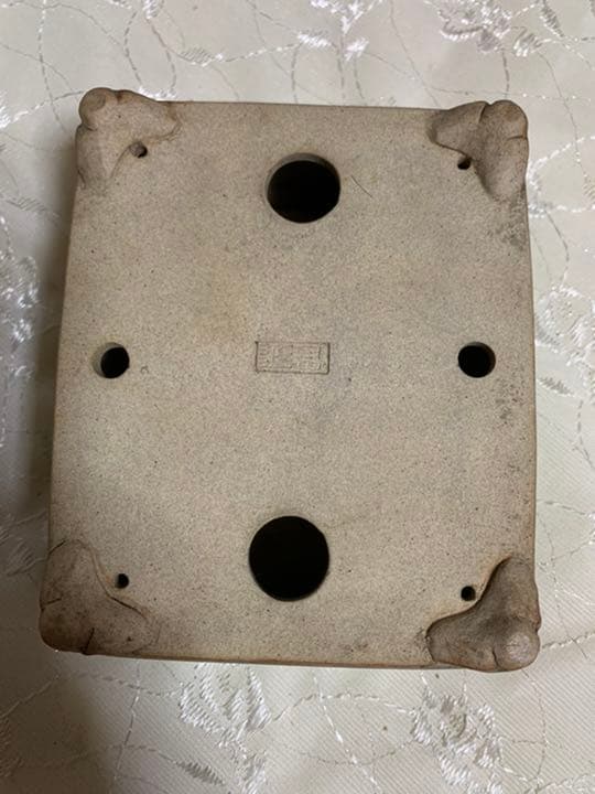 落款あり　盆栽鉢　長方