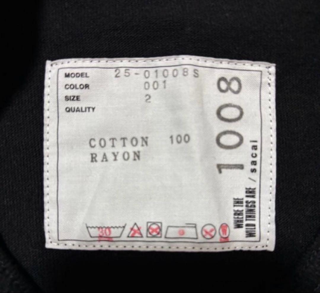 【25AW 完売品】sacai Tシャツ 黒　かいじゅう