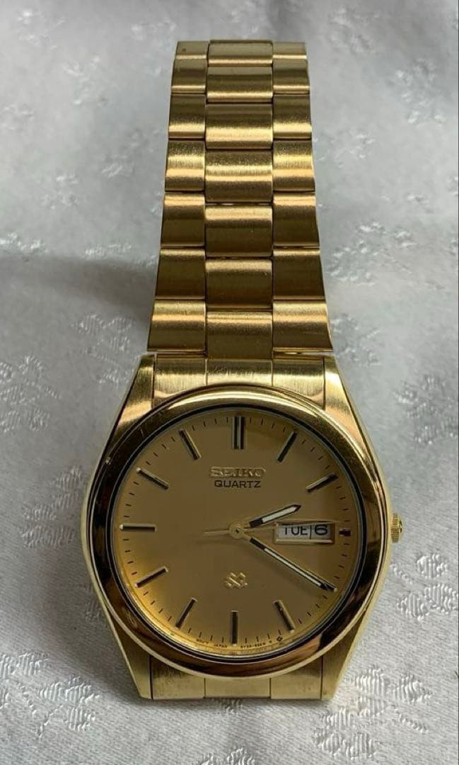 SEIKO SQ 腕時計　メンズ 金色　電池交換済　稼動品