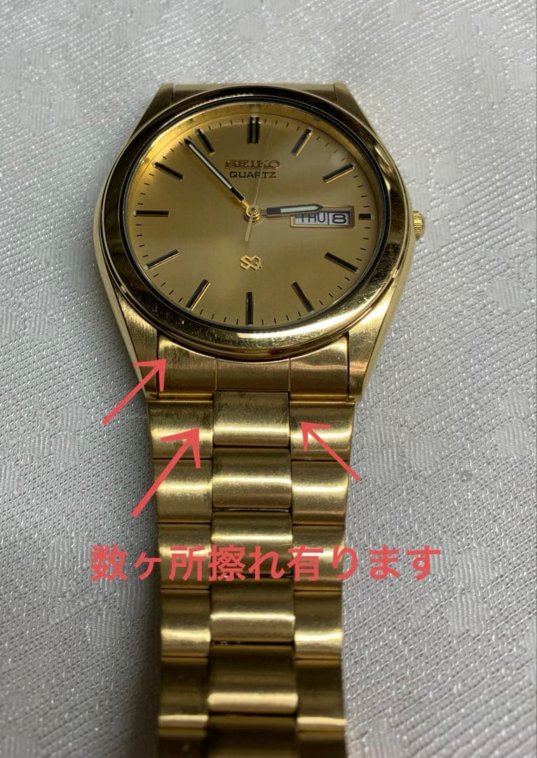 SEIKO SQ 腕時計　メンズ 金色　電池交換済　稼動品