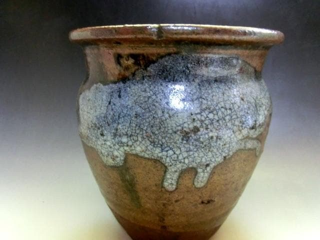 壷■古丹波焼 古壷 時代物貫入花器（江戸期）古壺 古美術 時代物 骨董品■