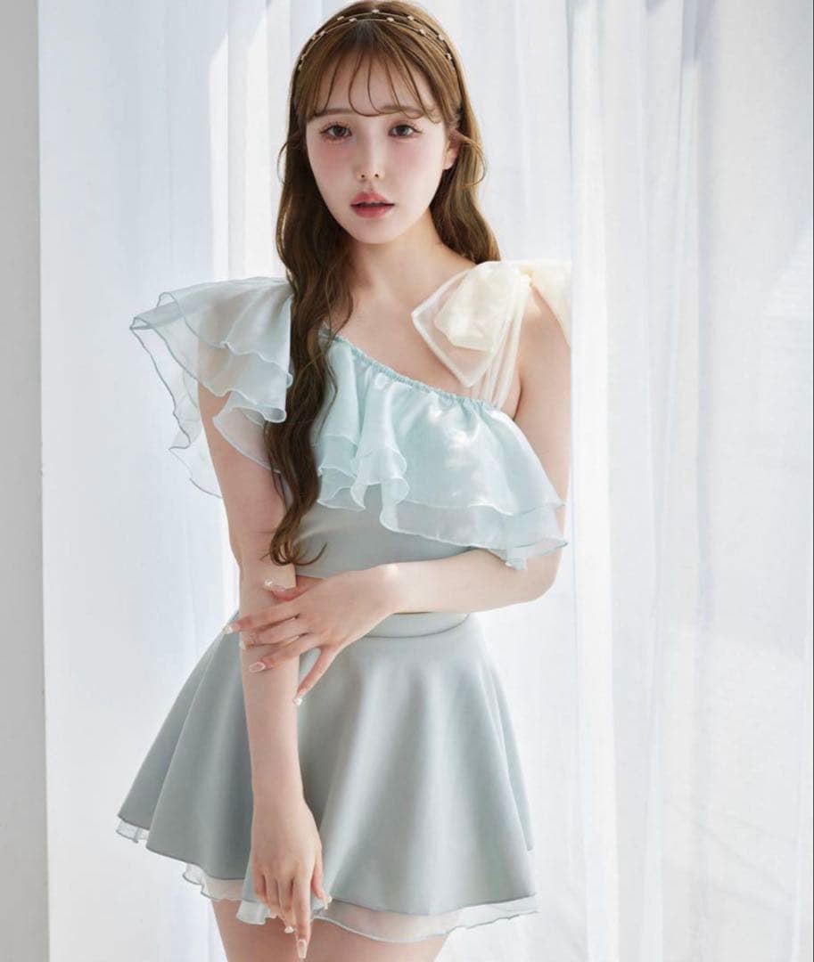 swimwear/肩リボンワンショルダー/3点セット