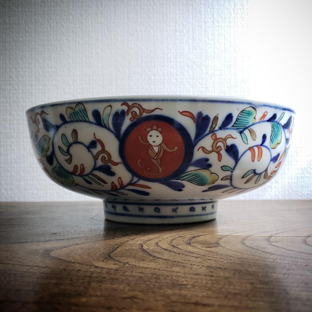 鉢　丼　古伊万里　色絵　牡丹　菊　幽霊　江戸後期　明治　珍品