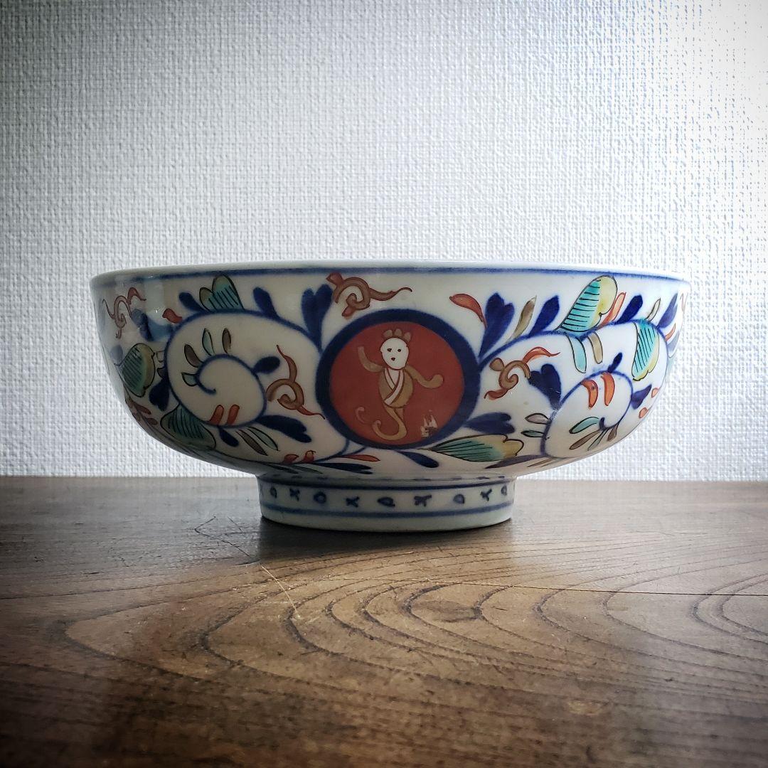 鉢　丼　古伊万里　色絵　牡丹　菊　幽霊　江戸後期　明治　珍品