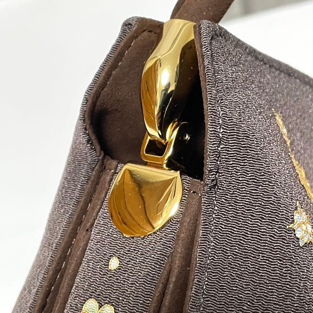 極美品 岡島 岡重 利休バッグ 皇室御用達 象更紗 希少 フォーマル 金具 正絹