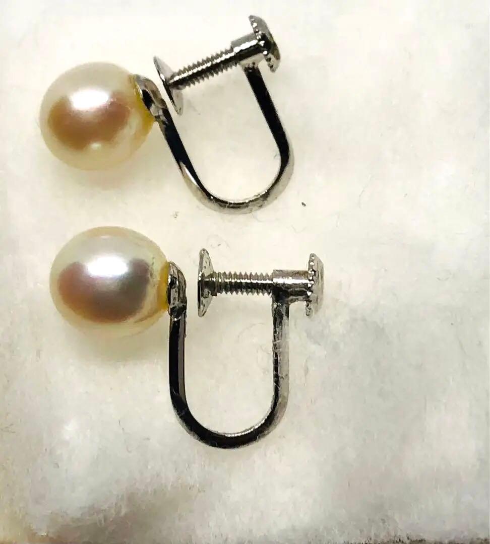 ☆アコヤ真珠 ねじ式イヤリング WGK14金の金具、新品No.62 ☆