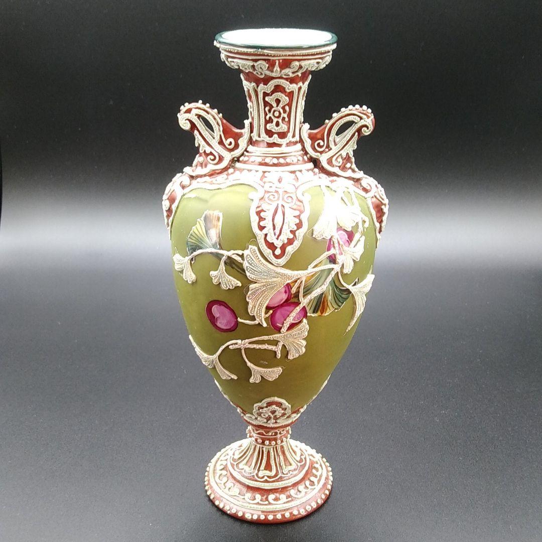 希少 里帰り品 オールドニッポン 銀杏 盛上げ 飾り壺