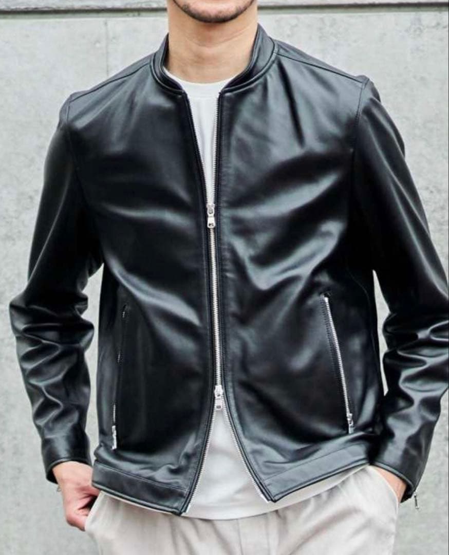 TETE HOMME ラムレザーシングルレザーライダース ジャケット