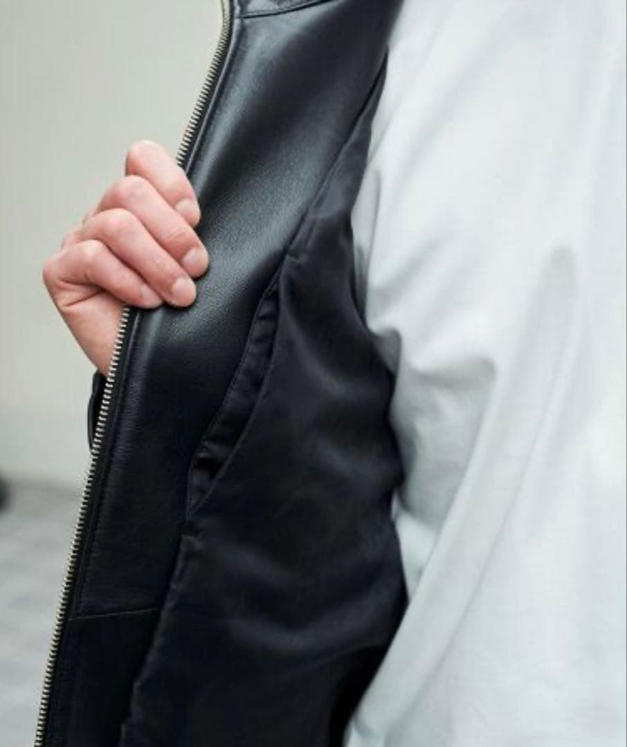 TETE HOMME ラムレザーシングルレザーライダース ジャケット