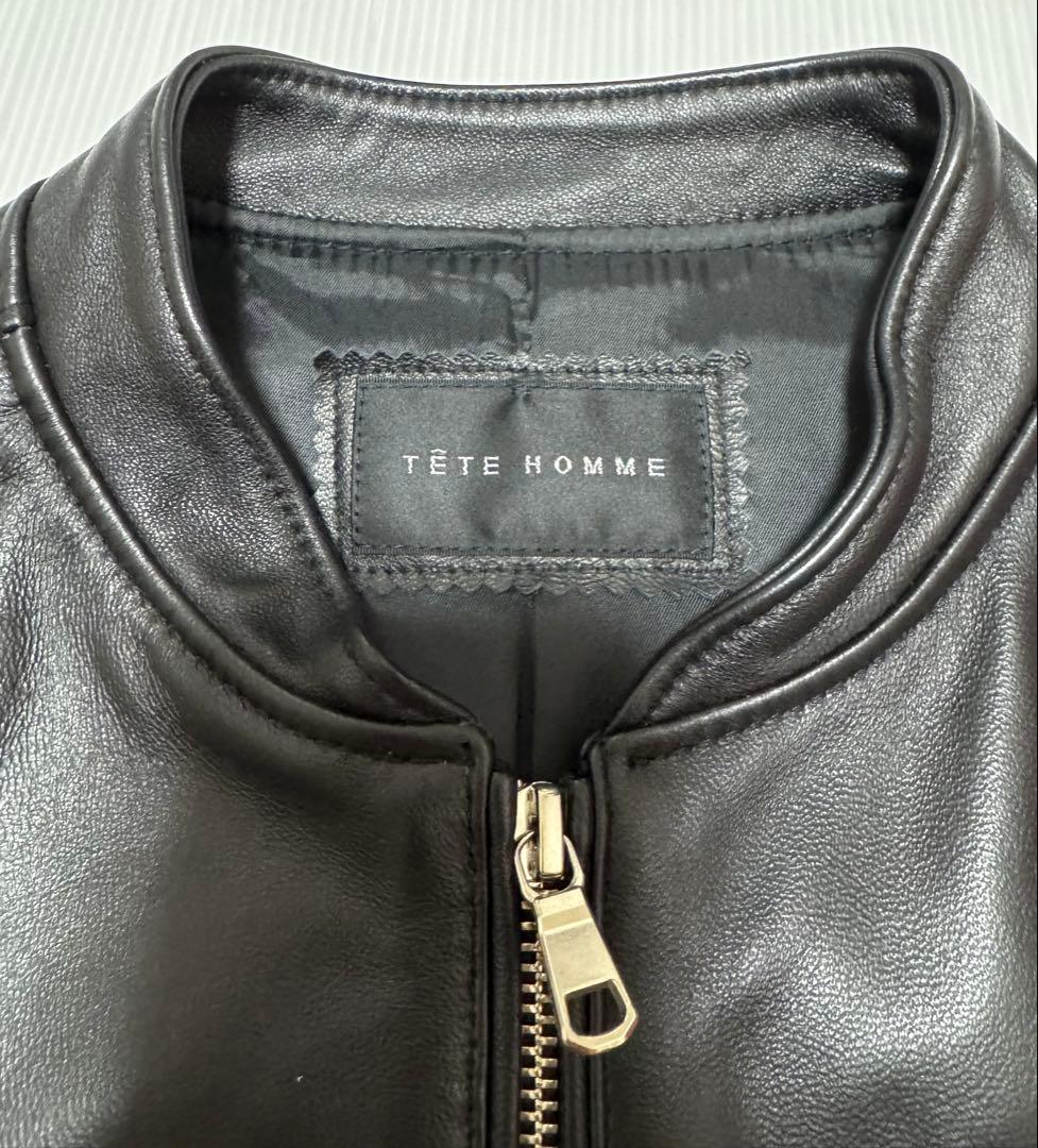 TETE HOMME ラムレザーシングルレザーライダース ジャケット