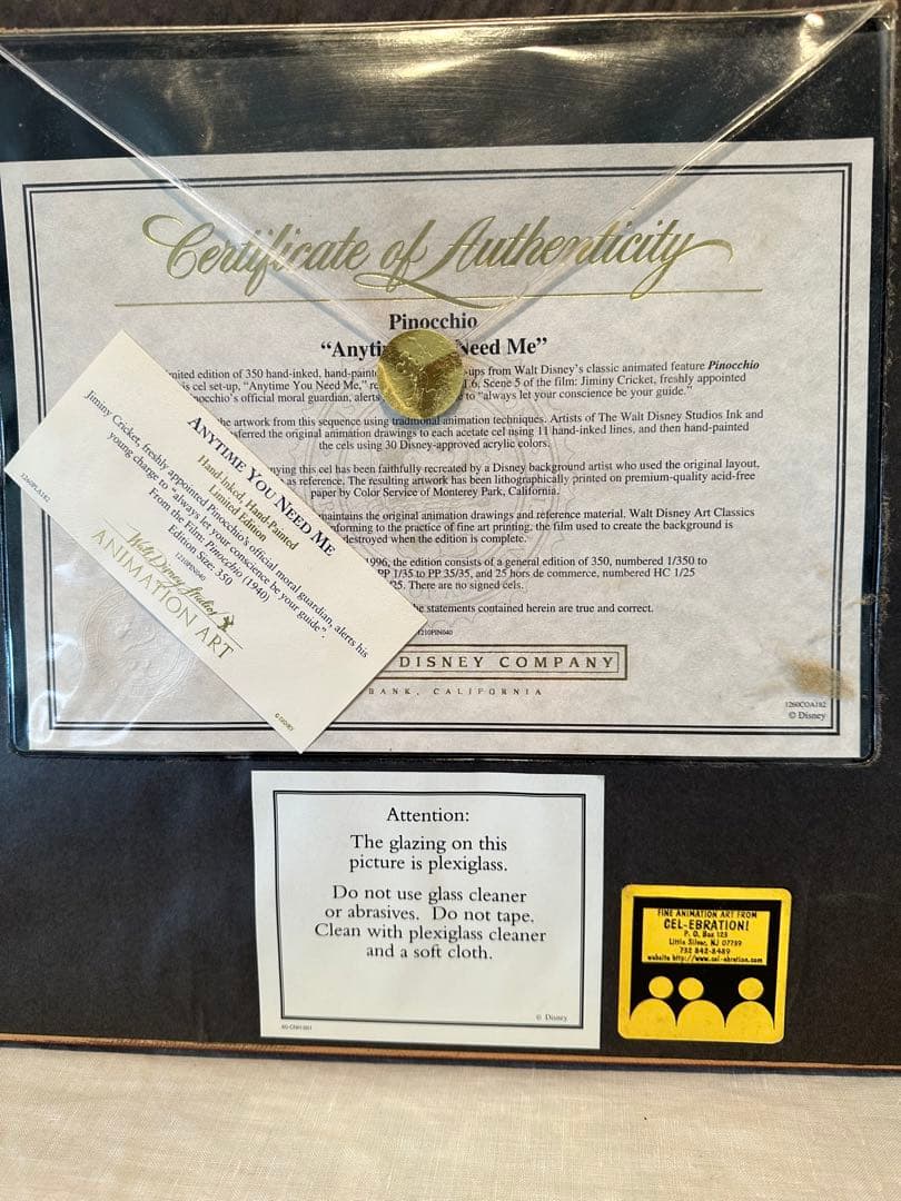 ピノキオ 「エニータイム ユー ニード ミー」 セル画 限定３５０枚