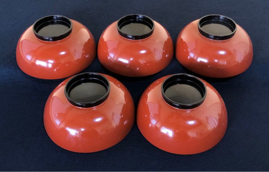 《R》輪島塗 古代朱塗 法想華蒔絵 煮物椀5客 木製漆器 木箱 251218か1