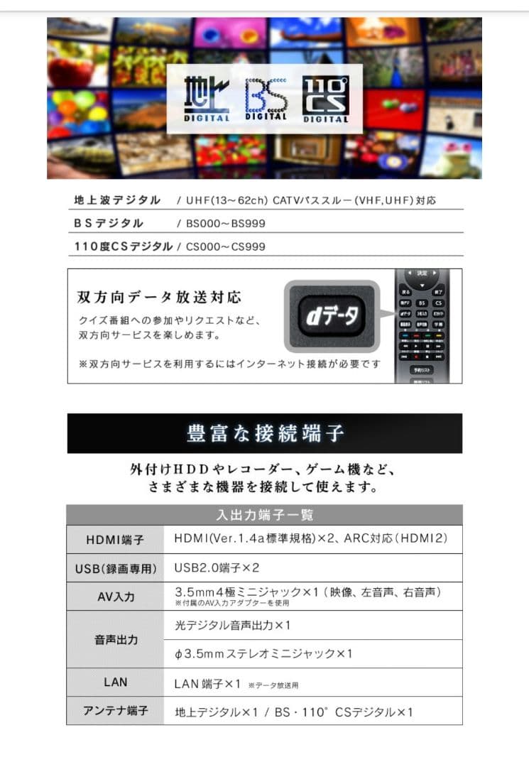 ハイビジョン液晶テレビ32WB10P　IRIS OHYAMA 32インチ