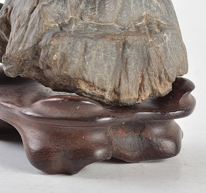 中国　鑑賞石　太湖石　霊壁石　置物　唐木台付　C　R4780